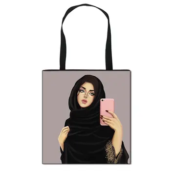 Hijab Sejas Musulmaņu Gadījuma Totes Soma Islāma Gril Sieviešu rokassomu Audekls Pleca Soma Dāmas Iepirkumu Somas Ceļojumu Somas