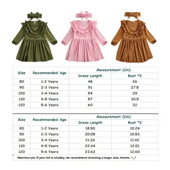 1-6Y Toddler Bērniem, Baby Meitenes Kleita Ruffles garām Piedurknēm Cietā Puse Gadījuma Kleita, Galvas, Drēbes, Apģērbs