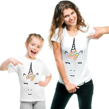Unicorn Drukāt Ģimenes Izskatīties Mamma un Meita Drēbes Ģimenes Atbilstošas Drēbes Smieklīgu T kreklu CT-1906