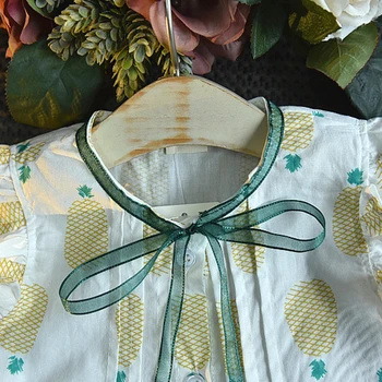 Vasarā Meitenes Apģērbu Komplekts Loku Augļu Drukāt Peld Piedurknēm Top + Tīrtoņa Krāsas Bikses, Zīdainis, Mazulis Meiteņu Drēbes