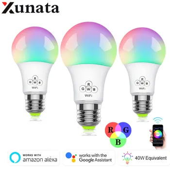 XUNATA 4.5 6.5 W W E27 B22 WiFi Smart Spuldzes apgaismojuma regulēšanu, Modināšanas Gaismas Alexa & Google Palīdzēt