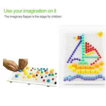 Jigsaw Puzzles bērniem DIY puses, ievietojiet krelles 296 gabalu sēņu nagu ielieciet mīklu plastmasas puzzle izglītības rotaļlietas Ziemassvētku Dāvanu