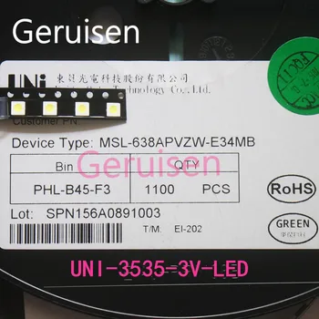 1000PCS UNI LED Apgaismojums High Power LED 1W 3537 3535 90LM 3 v balts LCD displeja Apgaismojums TV TV Piemērošanu