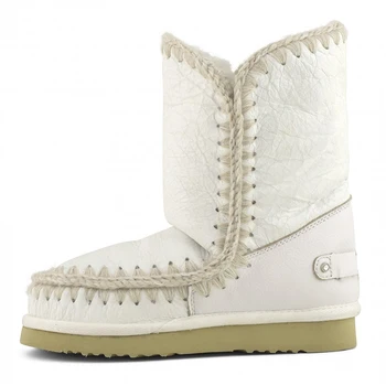 Moug ziemas apavi sievietēm, sniega zābaki, oriģināls eskimo 24 rhinestones logo roku darbs aitādas platforma dāmas potītes botas