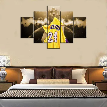 5 Gabalu Audekla Sienas Māksla, Sporta Los Angeles Lakers Glezniecības Mājas Dekoru Basketbola Kobe Mūsdienu Mākslas Ainu Dzīvojamā Istaba