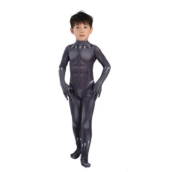 Bērnu Kostīms zēniem Black Panther Kostīmu JAUNĀ VERSIJA T'Challa cosplay kostīms Helovīna Kostīms Pieaugušo BP uzvalks