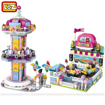 LOZ Mini Bloki panorāmas ratu Rotaļlietas Uz karuseļa Plastmasas Montāžas Bloki, Bērnu Rotaļu Izglītības DIY Arhitektūras Modelis 1717-1721