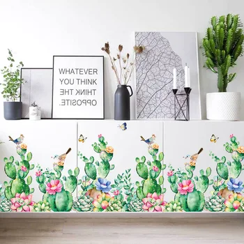 103*65cm Zaļais Kaktuss, Sienas Uzlīmes, Art Flower Mājas Dekori Virtuves Vinila DIY Sienas Uzlīmes Istabas Augu Apdare Ūdensizturīgs