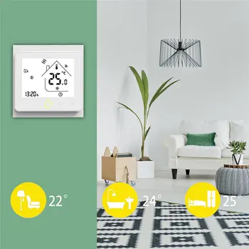 Smart Termostats, Temperatūras regulators Ūdens Elektriskās grīdas Apkures/Ūdens / Gāzes apkures Katls Darbojas ar Alexa, Google Home
