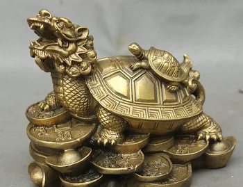 Ķīnas Fengshui Misiņa Bagātību, Naudu, Monētas Ilgmūžību Pūķis Bruņurupuča Aizsardzība Bruņurupucis Statuja