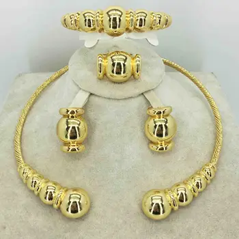 Dubajas zelta kaklarota, auskari kolekcijas modes Nigērija kāzu Āfrikas pērļu rotaslietu kolekciju itāļu sieviešu rotaslietu komplekts