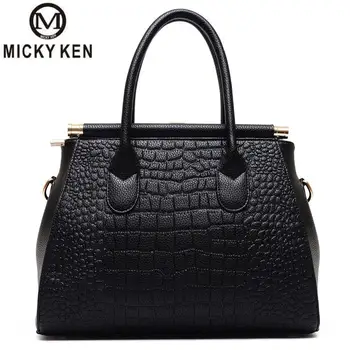 Micky Ken Zīmoli krokodils stila sieviešu rokassomas jaunu modes tendenci liela plecu soma, somas