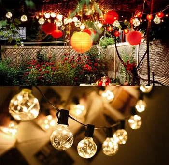 7.5 M G40 string apgaismojums, Ziemassvētku Apgaismojums āra LED terases lukturi Ar Vara Stiepli Kāzu Brīvdienu Puse Āra Apdare