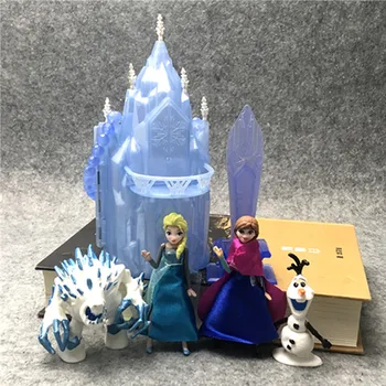Disney Saldēti Jaunas Rotaļlietas, 6pcs/Lot 6-16cm PVC Anna Elsa Princese Olaf Svens Kristoff Un Pils Ledus Pils Troņa Rīcības Attēls Lelle