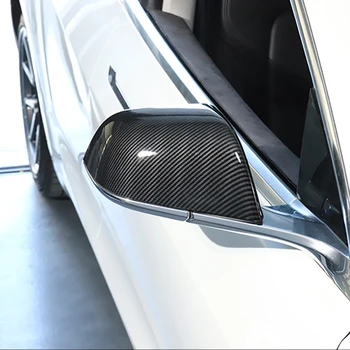 Par Tesla Model 3 2017 2018 2019 ABS Auto Sānu Durvis Atpakaļskata Spogulī, Aizsargāt Rāmja Vāks Melns, Oglekļa Šķiedras Stils Aizmugurējā Spoguļa Vāciņš