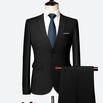 Vīriešu Uzvalki 2020 =Ciets Oficiālu Darbu, Biznesa Uzvalku vīrietis 3 Gabals Gadījuma =kāzu svinības, =slim fit uzvalks Āzijas Izmēra