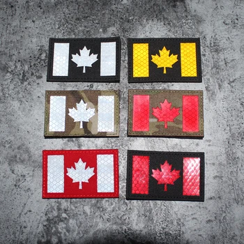 Kanādas Kļavas Lapa Neilona Velcro Plāksteris Lāzera Iegravēts INFRASARKANO staru Atstarojošs Nodaļu Karogs Armijas Taktiskā Armband Uzlīmi, Emblēmu