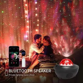 Krāsains Zvaigžņotām Galaxy Projektoru Blueteeth USB Balss Kontroles Mūzikas Atskaņotājs, LED Nakts Gaisma USB Uzlādes Projekcijas Lampa Bērniem Dāvanu