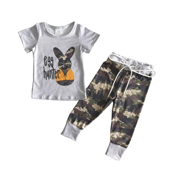 Vairumtirdzniecības Augstas Kvalitātes Toddler Birl Apģērbu ar Īsām Piedurknēm Augšu Un Bikses 2pieces Kids Modes Trušu Karikatūra Tērpiem Lieldienas
