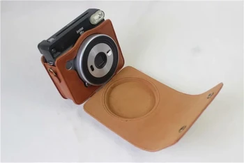 Aizsardzības Gadījumā, Brūns/Melns PU Ādas Fotokameras Soma ar Siksnu Fujifilm Instax Laukumā SQ6 Instant Filmu Fotokameras