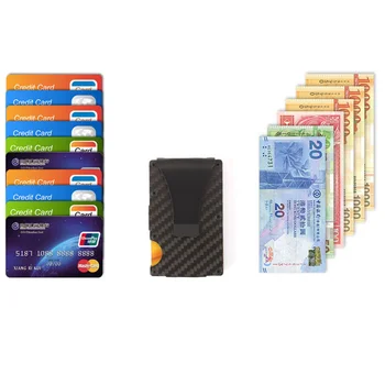 BISI GORO Oglekļa Šķiedras Melnā un Sudraba Kredītkartes ID Turētājs Ar RFID Anti-galvenais Seifs Metāla Mini Naudu Klipu Zīmolu Modes 2019