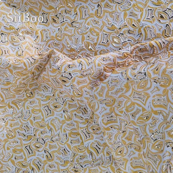 Francija stila luksusa zelta gofrēta metāla žakarda brokāta auduma kleita telas apģērbu tecidos stoffen tissu dzijas SP5538