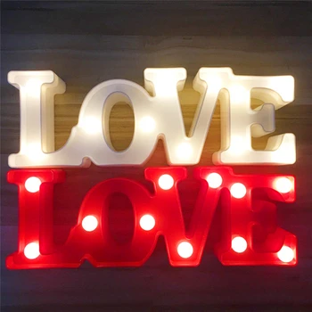 Mājas Dekori 3D LED Nakts Gaisma MĪLESTĪBAS Vēstuli Plastmasas Lampas Gaismas Kronis Zīme LED Light Party Kāzu Dekori Valentīna Diena Dāvanu