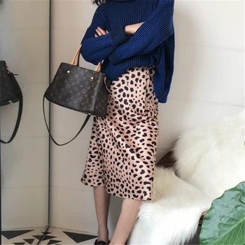 2019 Modes Svārki Sievietēm Gepards Drukas Svārki Dāmas Eleganta Midi Biroja Svārki Korejas Vintage Augstas Starām. Svārki Jupe Femme