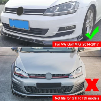 3PCS Automašīnas Priekšējo Buferi Sadalītāja Lūpu Spoilers Difuzoru Aizsargs Aizsargs Vāciņš Melns VW Golf MK7-2017