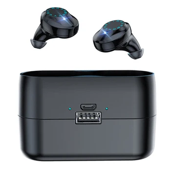 Mini Stereo Earset TWS Trokšņa Samazināšanas Bluetooth Music Power LED Ciparu Displejs Binaural ar Uzlādes Lodziņā Bass Balss Ziņu