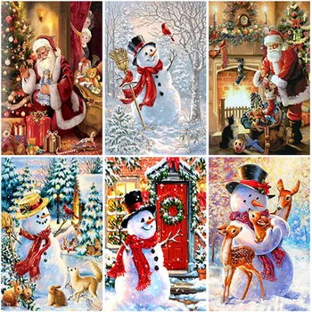 Pilnu Kvadrātveida Kārtas Urbt Santa Claus Dimanta Krāsošana 5D Sniegavīrs Ziemassvētku DIY Dimanta Izšuvumi Krustdūrienā Mājas Dekoru, Dāvanu