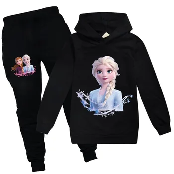 Disney Saldēti Bērniem Tracksuit Meiteņu Drēbes, Uzstādīt Saldēti Elsa Hoodies un Bikses Bērniem Sportwear Apģērbu Modes Sporta Tērps
