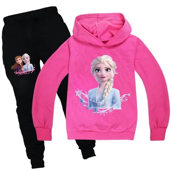 Disney Saldēti Bērniem Tracksuit Meiteņu Drēbes, Uzstādīt Saldēti Elsa Hoodies un Bikses Bērniem Sportwear Apģērbu Modes Sporta Tērps