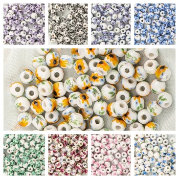 8# 100gab Jingdezhen Ziedu, Keramikas Pērles String Pārdot Ar Somas Procelain Par Rotu Padarot Daudz Pērlīšu #A401A