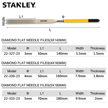 Stanley 1gb dzīvoklis failus 140/160/180mm 150 smiltis dimanta adatu apdares rīks multi-function rokas failu metāla koksnes slīpēšanas rīki