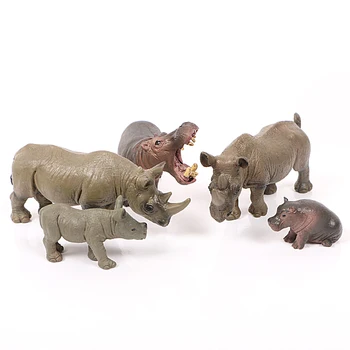 Bērnu Rotaļlietu Simulācijas Dzīvnieku Modeļiem, Degunradžu Ģimenes Gaudot Hippo Plastikāta Viens Gabals Statuetes Bērniem, Rotaļlietas, Dāvanu