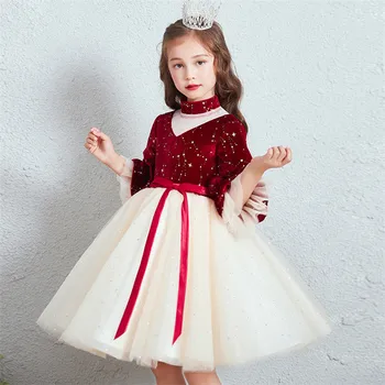3~13gadiem Bērniem Zīdaiņu Rudens Ziemas Modes Dzimšanas dienas svinības Ceremonija Princese Balles Kleitu, Bērnu Bērni Uzņēmējas Paziņojumā Kleita
