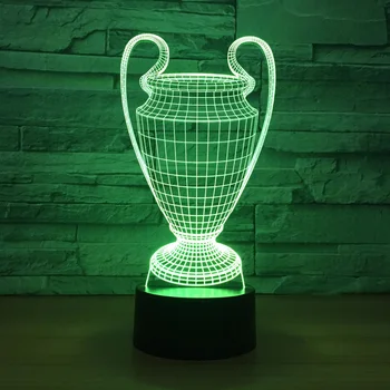 3D Futbola Kausa Trofeju Lampu 7 Krāsas Maiņa 3D LED Nakts Gaisma Touch Pogu, USB, Bērnu Guļamistaba Miega Luminaria Gaismas