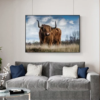 Highland Govs Zāli Ziemeļvalstu Mākslas Plakāti Un Izdrukas Dzīvniekiem Mākslas Bildes Sienas Dekori Ainavu Gleznas Dzīvojamā Istaba