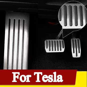 Auto Kāju Pedāļi Tesla Model 3 Alumīnija Auto Piederumi Degvielas Bremžu Pedāļa Kāju Balsts Pedāļi Vāka Tesla Model Y