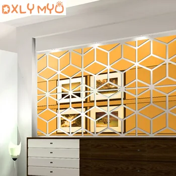 3D Akrila Spogulis Sienas Uzlīmes Ģeometriskā Dimantu Uzlīmes Mājās, Guļamistaba, Dzīvojamā Istaba, TV Fona Zaļās Sienas Dekoratīvās Uzlīmes