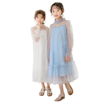 Modes 2020. gada Pavasarī un Vasarā Jaunā Stila Cute Princese Kleita Bērni Meitenes ar garām Piedurknēm Zvaigžņu Kleitas Bērnu Meitenes Acu Kleitas, #8616