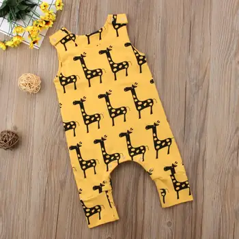 Jauns Multiplikācijas filmu Žirafe Jaundzimušais Zēns, Meitene Kokvilnas Romper Jumpsuit Tērpiem Drēbes 0-24M