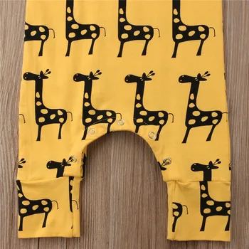 Jauns Multiplikācijas filmu Žirafe Jaundzimušais Zēns, Meitene Kokvilnas Romper Jumpsuit Tērpiem Drēbes 0-24M