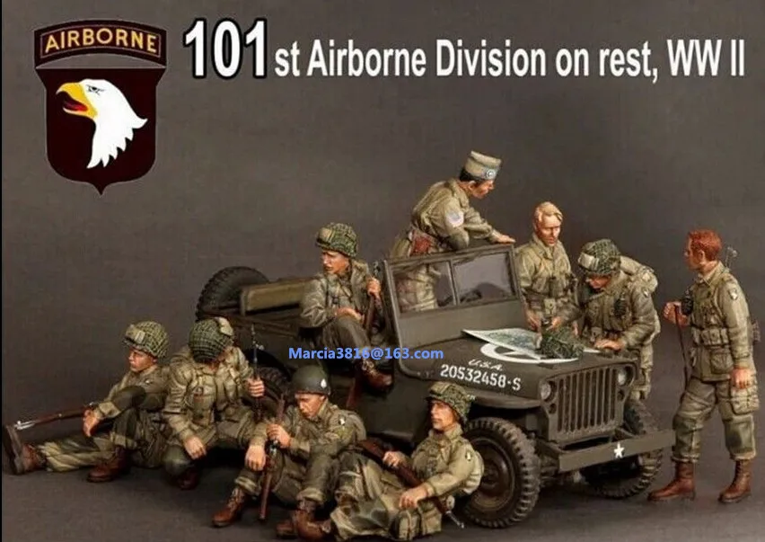 1/35 WW2 MUMS 101st Airborne Division 9 karavīrs Sveķi Modeļa Komplekta attēls Bezmaksas Piegāde