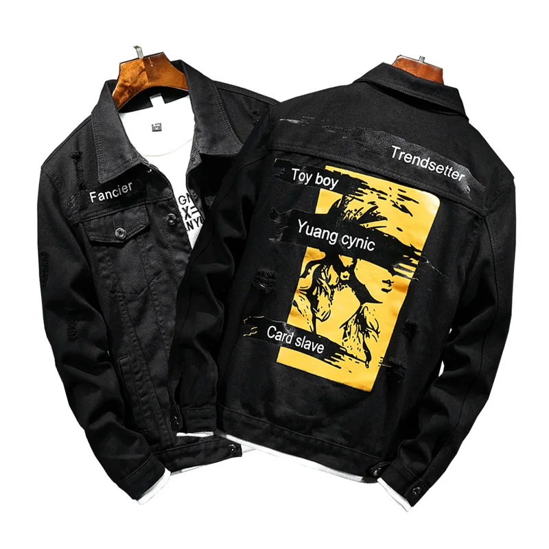 10 dizaina un Modes Harajuku Retro Rock vintage Džinsa jaka vīriešiem draugs punk Plāksteris Banner streetwear kovboju hiphop stilā