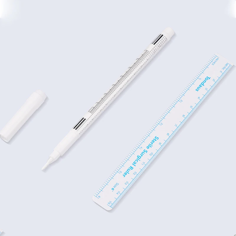 10 gab. Microblading Pozicionēšanas Pildspalvu Balto Ķirurģijas Uzacu Tetovēšana, Ādas Marķieri, Pildspalvas Instrumentu Piederumi Ar Mērīšanas Lineāls
