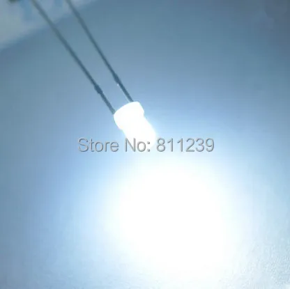 1000pcs/daudz 3mm Balts Ultra Bright LED Gaismas Lampa Diožu F3 Diodes