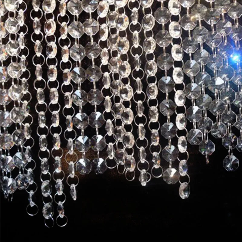 100cm Stikla Kristāla Prizmas 14mm Astoņstūra Krelles Ķēdes Lustra Detaļas, Apgaismes Piederumi Vainags Daļa Aizkaru Ķēdes Kāzu