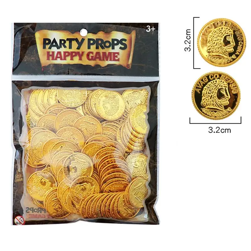 100gab Pirāti Zelta Monētas Plastmasas Zelta Monētas Aksesuāri Spēle Accessary Smieklīgi Spēlē Rotaļlietas Bērniem, Bērnu (Zelta)